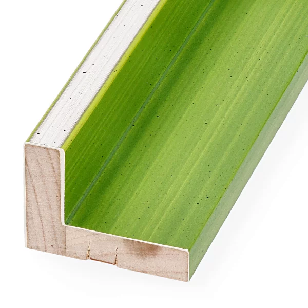 Schattenfugenrahmen Schlieren 60x80 cm | Silber auf Apfelgrün | Leerrahmen (ohne Glas und Rückwand)