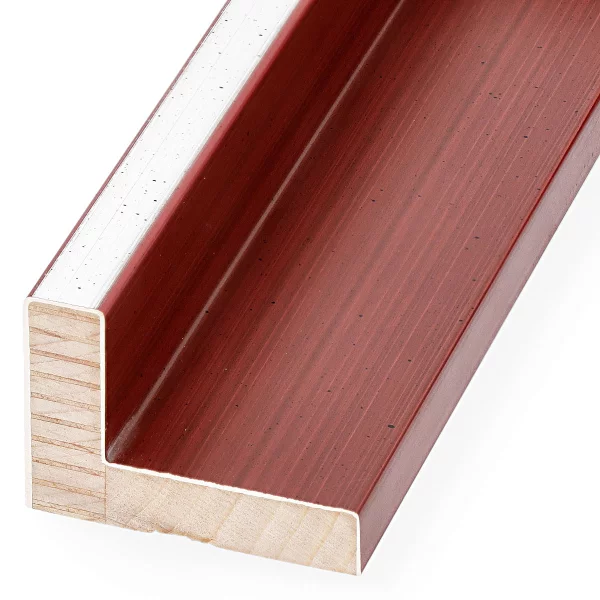 Schattenfugenrahmen Schlieren 60x80 cm | Silber auf Bordeauxrot | Leerrahmen (ohne Glas und Rückwand)