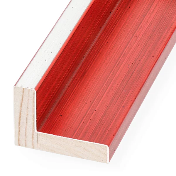 Schattenfugenrahmen Schlieren 30x40 cm | Silber auf Chinarot | Leerrahmen (ohne Glas und Rückwand)