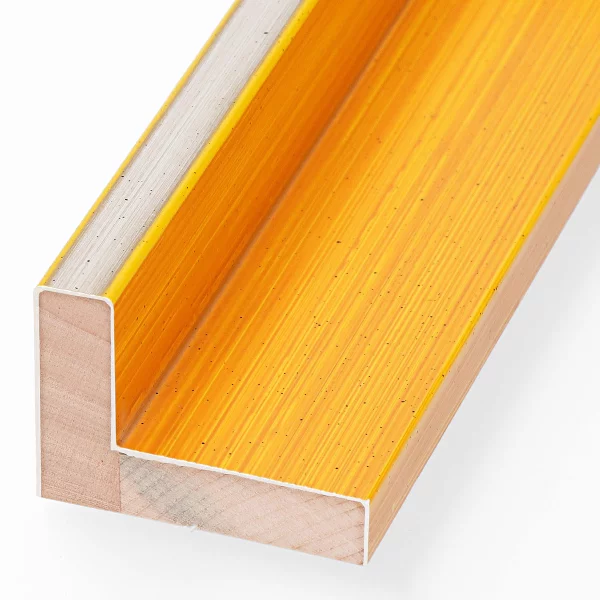 Schattenfugenrahmen Schlieren 60x80 cm | Silber auf Sonnengelb | Leerrahmen (ohne Glas und Rückwand)