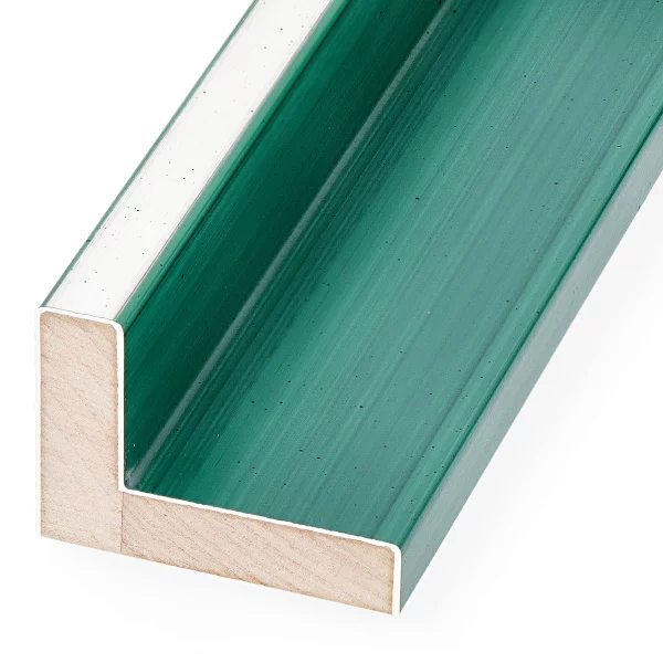 Schattenfugenrahmen Schlieren nach Mass Silber auf Grasgrün | Leerrahmen (ohne Glas und Rückwand)