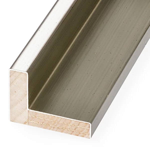 Schattenfugenrahmen Schlieren nach Mass Silber auf Sepiabraun | Leerrahmen (ohne Glas und Rückwand)