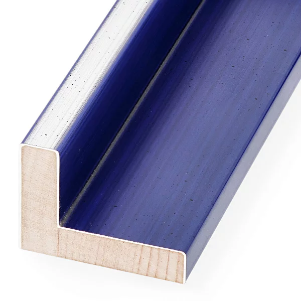 Schattenfugenrahmen Schlieren nach Mass Silber auf Ultramarinblau | Leerrahmen (ohne Glas und Rückwand)