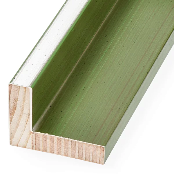 Schattenfugenrahmen Schlieren nach Mass Silber auf Waldgrün | Leerrahmen (ohne Glas und Rückwand)