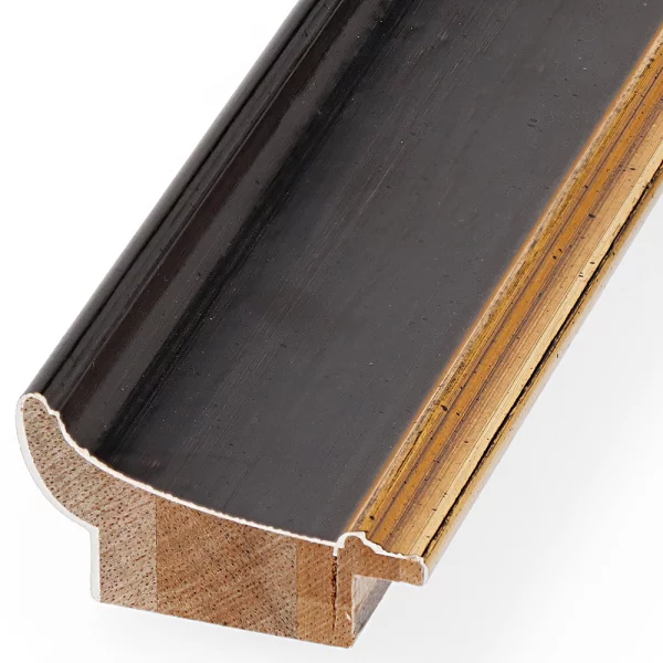 Barockrahmen Spiez 40x60 cm | Anthrazit-Schwarz mit Gold, handgrundiert | Normalglas (2 mm)