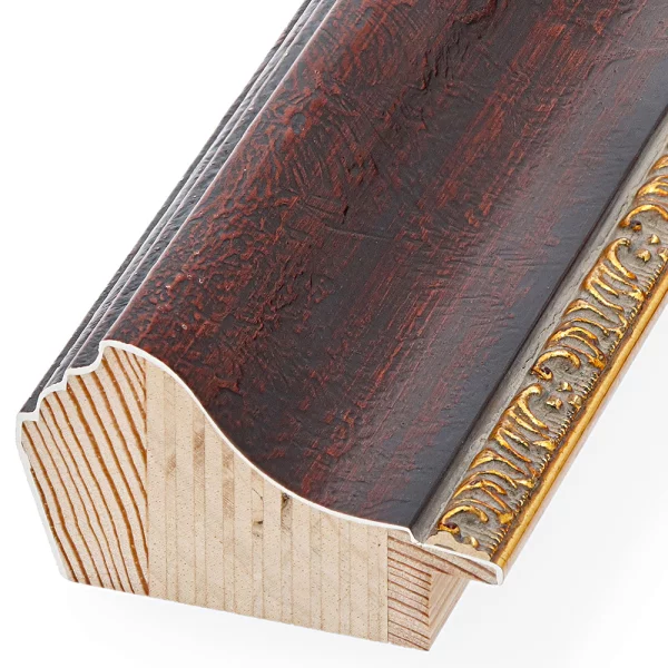 Barockrahmen Worb nach Maß ziegelerde matt, Verzierung gold | Normalglas (2 mm)