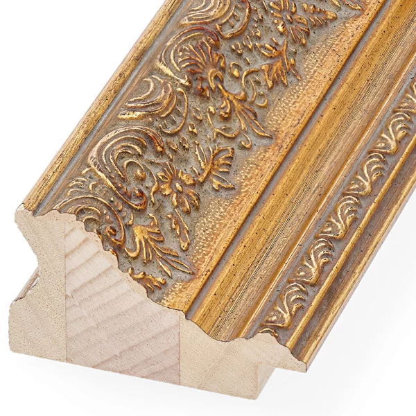 Barockrahmen Davos nach Maß altgold verziert, flaemischer Barock | Normalglas (2 mm)