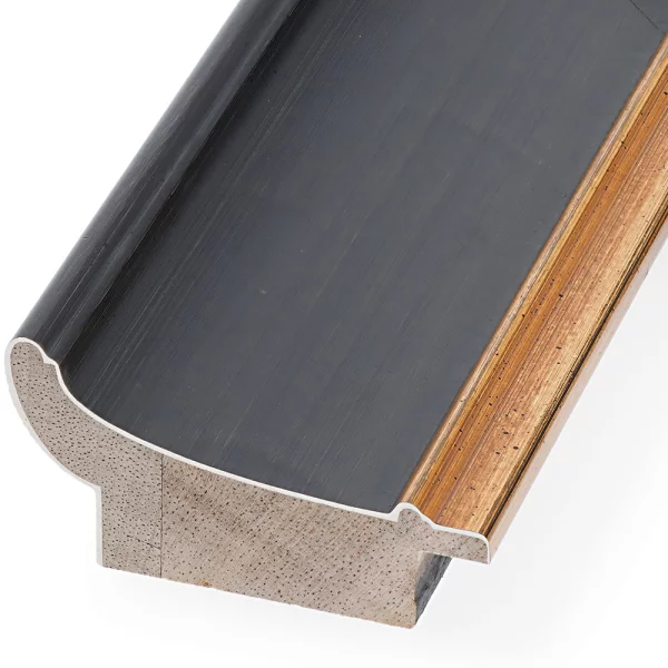 Barockrahmen Aarburg 60x80 cm | Anthrazit-Schwarz mit Gold, handgrundiert | Museumsglas UV 92 entspiegelt