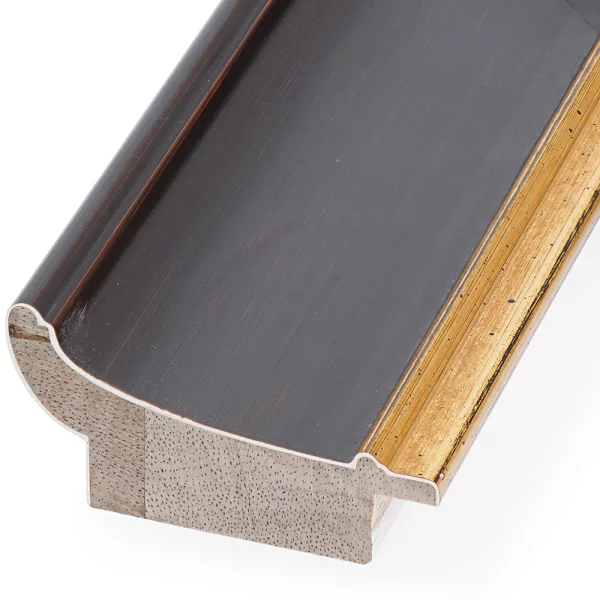 Barockrahmen Aarburg 20x30 cm | Kasseler Braun, vorne Gold | Normalglas (2 mm)