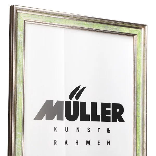 Cadre en bois Brême sur mesure or blanc - vert | verre standard (2 mm)