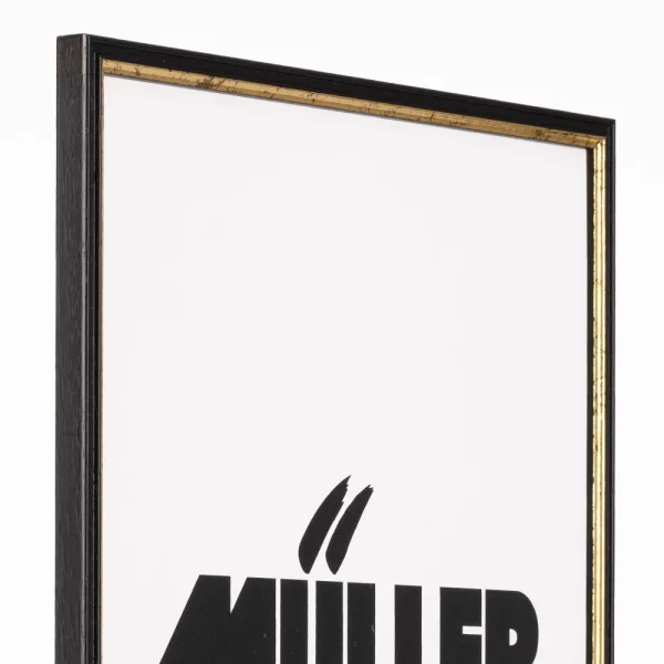 Cadre en bois Basse-Saxe sur mesure noir-or | verre standard (2 mm)