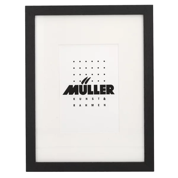 Cadre en bois pour cartes postales (10x15 cm), avec passe-partout 18x24 cm (10x15 cm) | noir + passe-partout 1x blanc | verre standard (2 mm)