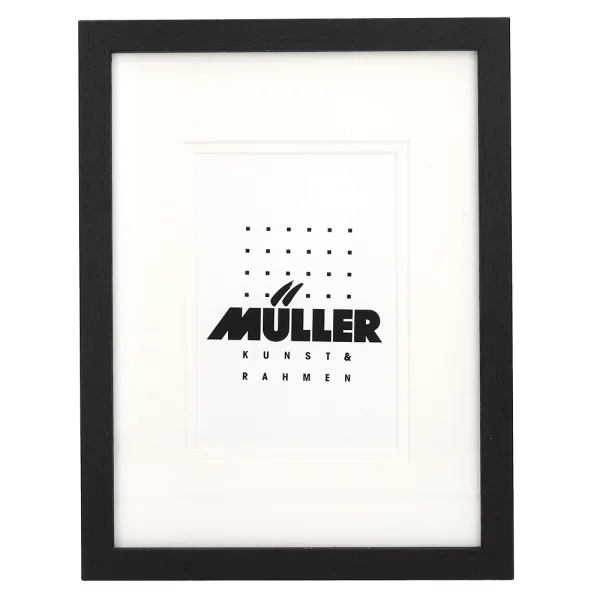Holz-Bilderrahmen für Postkarten (10x15 cm) Schwarz, inkl. Passepartout 18x24 cm (10x15 cm) | Schwarz + Passepartout 2x weiß | Museumsglas UV 70 entspiegelt