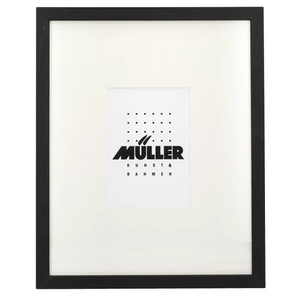 Cadre en bois pour cartes postales (10x15 cm), avec passe-partout 24x30 cm (10x15 cm) | noir + passe-partout 1x blanc | verre standard (2 mm)