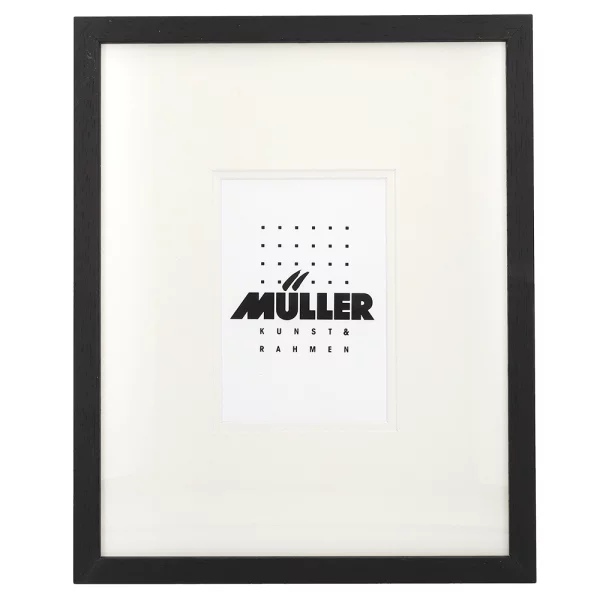 Cadre en bois pour cartes postales (10x15 cm), avec passe-partout 24x30 cm (10x15 cm) | noir + passe-partout 2x blanc | verre standard (2 mm)