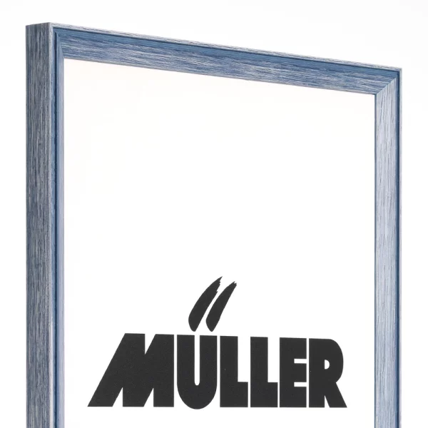 Cadre en bois Francfort sur mesure bleu | verre antireflet mat (2 mm)