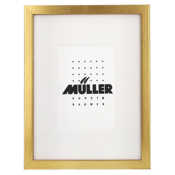 Cadre pour cartes postales (10x15 cm), avec passe-partout 18x24 cm (10x15 cm) | or + passe-partout 1x blanc | verre standard (2 mm)