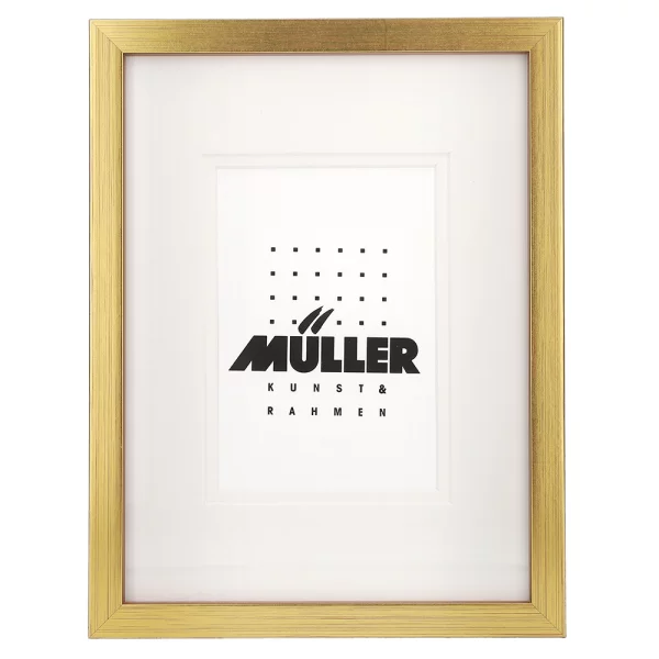 Cadre pour cartes postales (10x15 cm), avec passe-partout 18x24 cm (10x15 cm) | or + passe-partout 2x blanc | verre standard (2 mm)