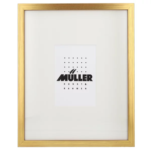 Holz-Bilderrahmen für Postkarten (10x15 cm) Gold, inkl. Passepartout 24x30 cm (10x15 cm) | Gold + Passepartout 1x weiß | Museumsglas UV 70 entspiegelt