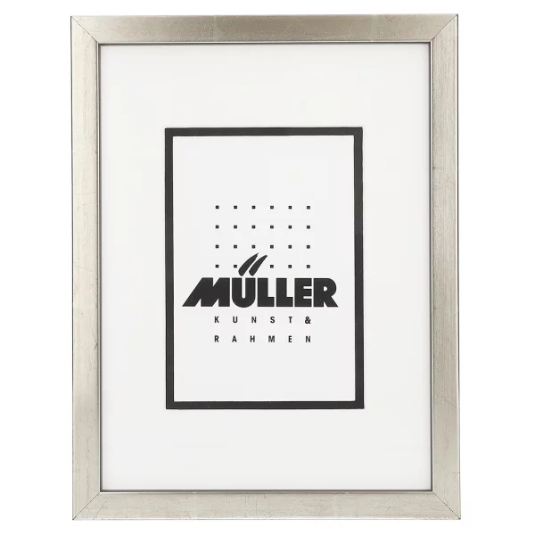 Cadre pour cartes postales (10x15 cm), avec passe-partout 18x24 cm (10x15 cm) | argent + passe-partout noir+blanc | verre standard (2 mm)