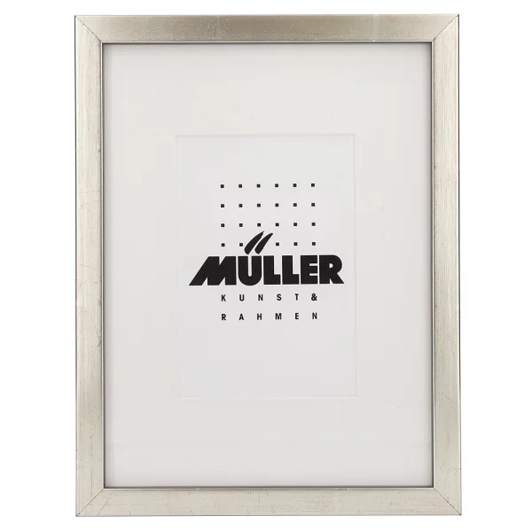 Cadre pour cartes postales (10x15 cm), avec passe-partout 18x24 cm (10x15 cm) | argent + passe-partout 1x blanc | verre standard (2 mm)