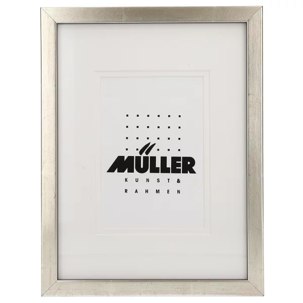 Cadre pour cartes postales (10x15 cm), avec passe-partout 18x24 cm (10x15 cm) | argent + passe-partout 2x blanc | verre standard (2 mm)