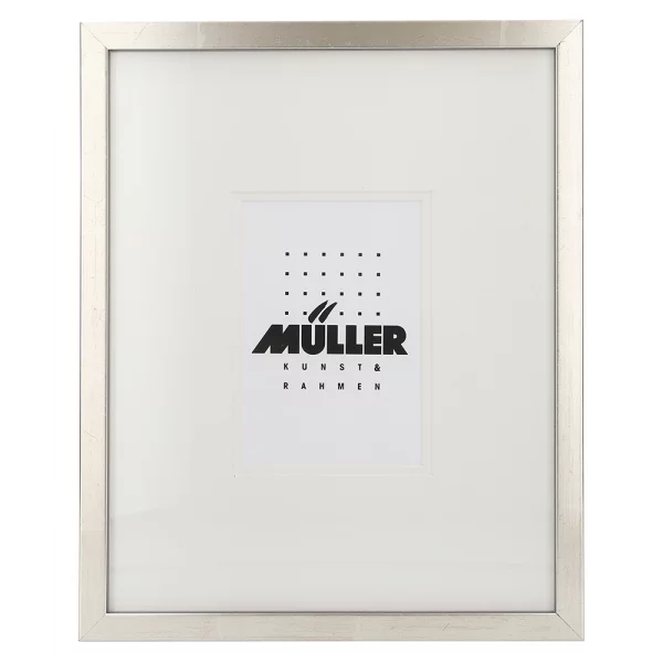 Holz-Bilderrahmen für Postkarten (10x15 cm) Silber, inkl. Passepartout 24x30 cm (10x15 cm) | Silber + Passepartout 2x weiß | Normalglas (2 mm)