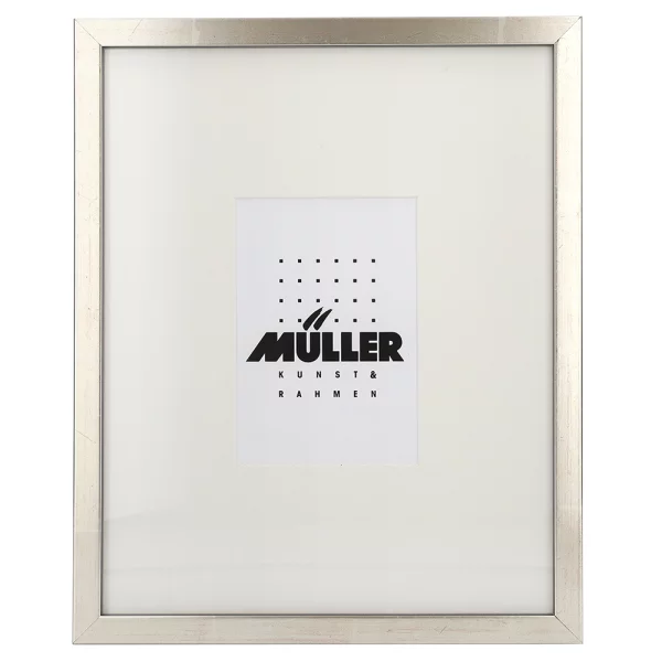 Holz-Bilderrahmen für Postkarten (10x15 cm) Silber, inkl. Passepartout 24x30 cm (10x15 cm) | Silber + Passepartout 1x weiß | Museumsglas UV 70 entspiegelt