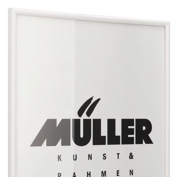 Cadre en bois Hesse sur mesure blanc brillant | verre standard (2 mm)