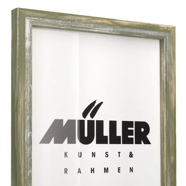 Holz Bilderrahmen Rodgau 15x20 cm | Olivgrün | Antireflexglas mattiert (2 mm)