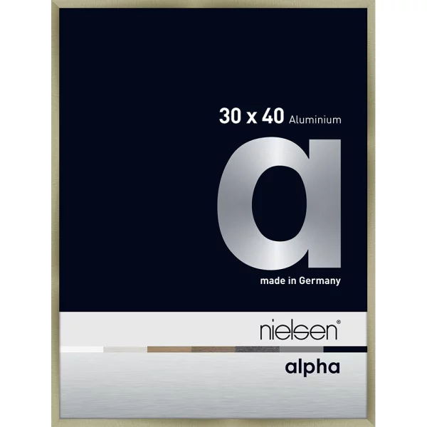 Alu-Bilderrahmen Profil alpha 30x40 cm | Brushed Edelstahl | Normalglas (2 mm)