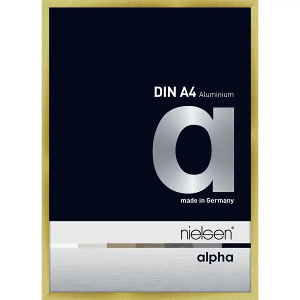 Alu-Bilderrahmen Profil alpha 21x29,7 cm (A4) | Brushed Gold | Normalglas (2 mm)