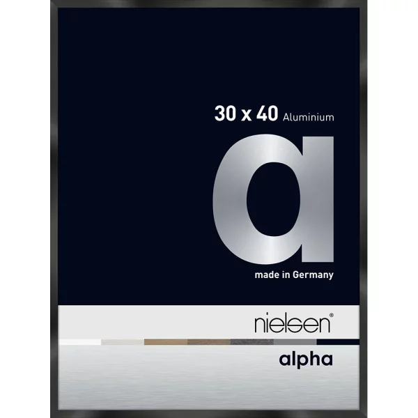 Alu-Bilderrahmen Profil alpha 30x40 cm | Eloxal schwarz glanz | Normalglas (2 mm)