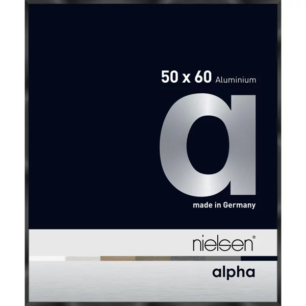Alu-Bilderrahmen Profil alpha 50x60 cm | Eloxal schwarz glanz | Normalglas (2 mm)