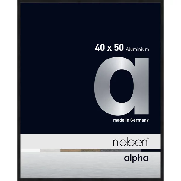 Alu-Bilderrahmen Profil alpha 40x50 cm | Eloxal schwarz matt | Normalglas (2 mm)