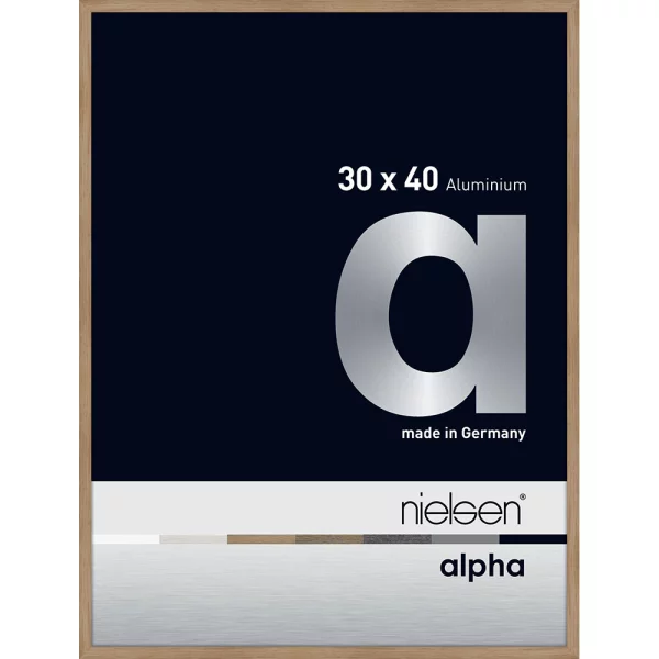 Alu-Bilderrahmen Profil Alpha nach Mass Eiche (furnierte Oberfläche) | Museumsglas UV 70 entspiegelt