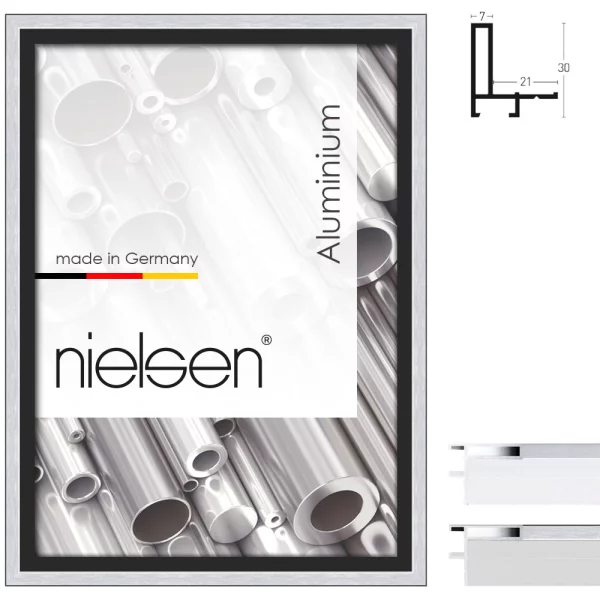 Schattenfugenrahmen Profil 26 50x70 cm | Silber matt | Leerrahmen (ohne Glas und Rückwand)