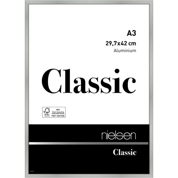Alurahmen Classic - Art Edition 29,7x42 cm (A3) | Silber matt | Normalglas (2 mm)
