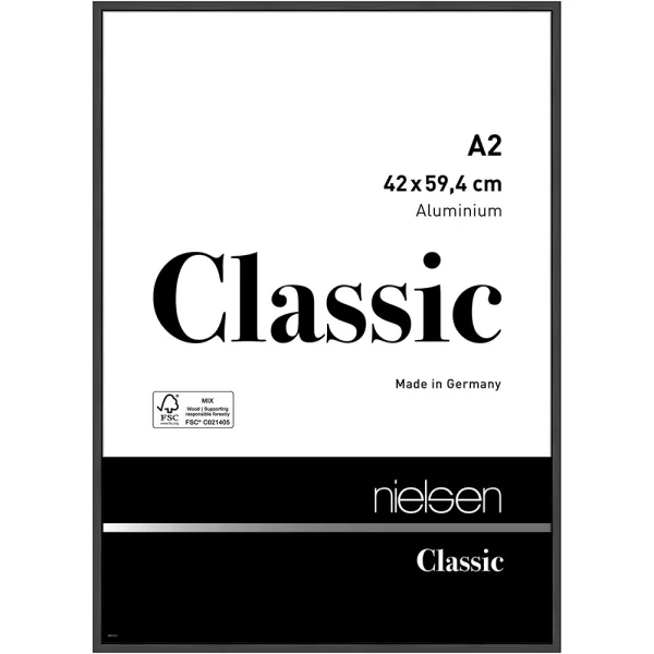 Alurahmen Classic - Art Edition 42x59,4 cm (A2) | Schwarz matt | Normalglas (2 mm)