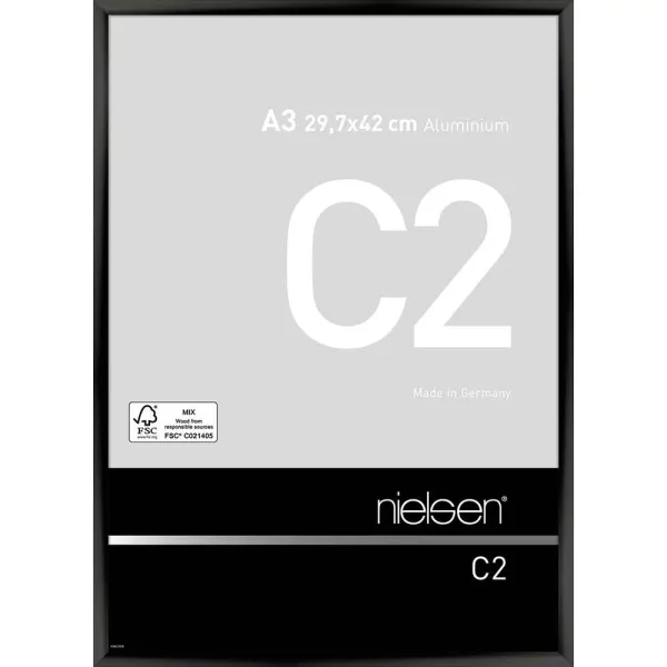 Alurahmen C2 - Art Edition 29,7x42 cm (A3) | Eloxal Schwarz glanz | Normalglas (2 mm)