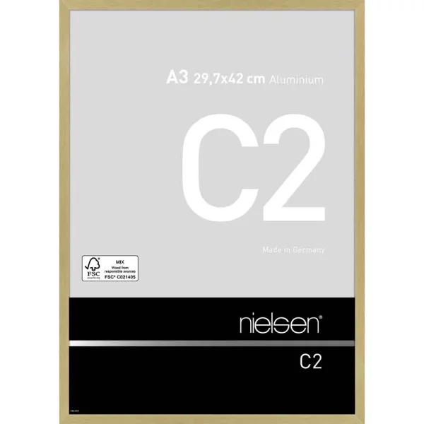 Alurahmen C2 - Art Edition 29,7x42 cm (A3) | Struktur Gold matt | Normalglas (2 mm)