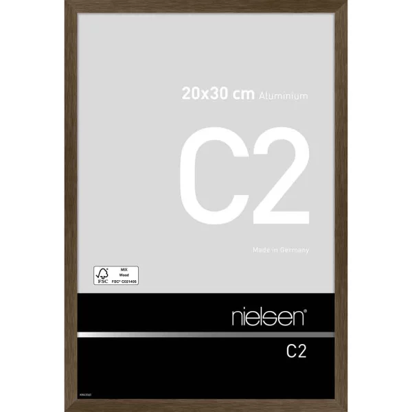 Alurahmen C2 - Art Edition 20x30 cm | Struktur Walnuss matt | Normalglas (2 mm)