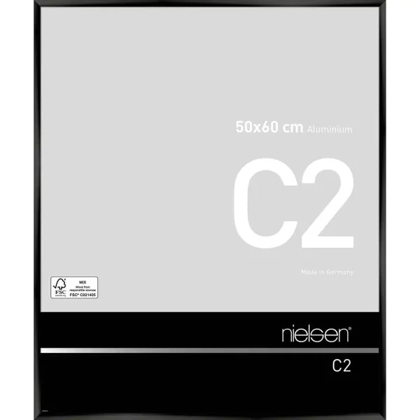 Alurahmen C2 - Art Edition 50x60 cm | Eloxal Schwarz glanz | Normalglas (2 mm)