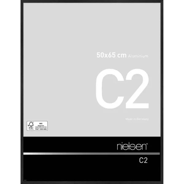 Alurahmen C2 - Art Edition 50x65 cm | Struktur Schwarz matt | Normalglas (2 mm)