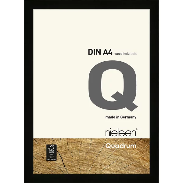 Holzrahmen Quadrum - Art Edition 21x29,7 cm (A4) | Schwarz | Normalglas (2 mm)