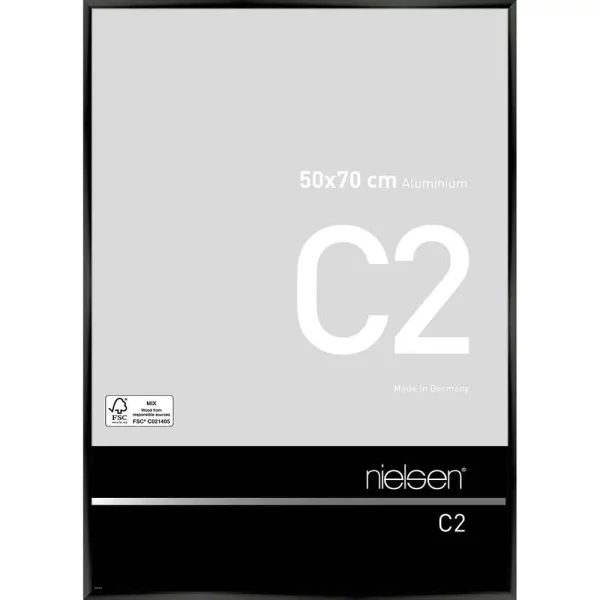 Alurahmen C2 - Art Edition 50x70 cm | Eloxal Schwarz glanz | Normalglas (2 mm)