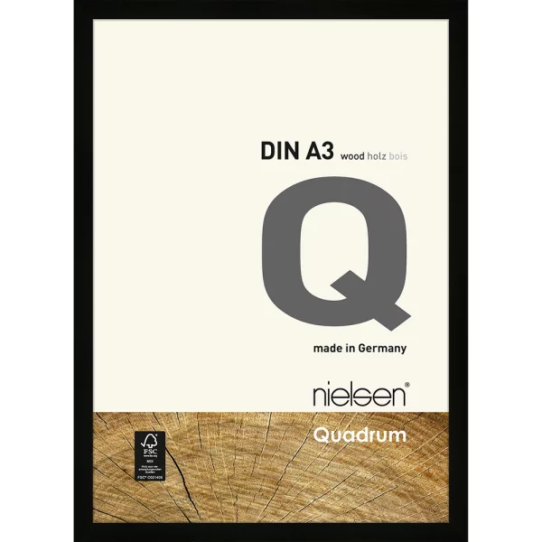 Holzrahmen Quadrum - Art Edition 29,7x42 cm (A3) | Schwarz | Normalglas (2 mm)