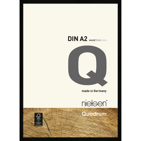 Holzrahmen Quadrum - Art Edition 42x59,4 cm (A2) | Schwarz | Normalglas (2 mm)