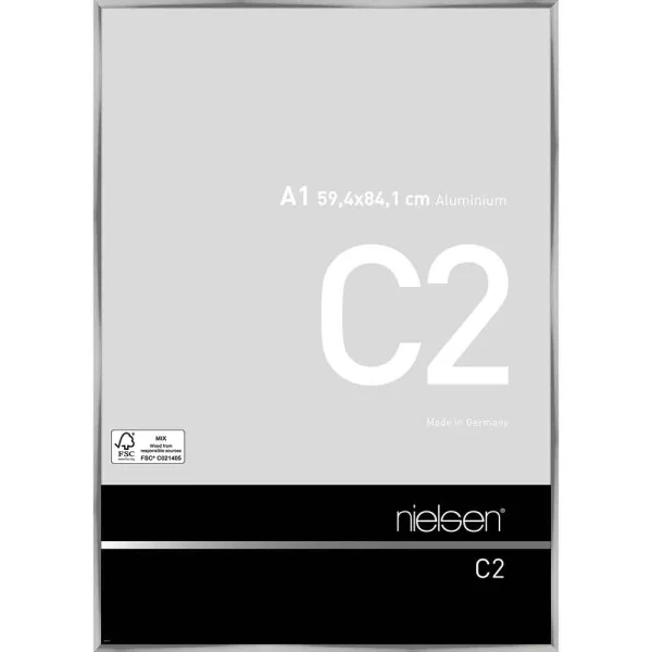 Alurahmen C2 - Art Edition 59,4x84,1 cm (A1) | Silber glanz | Normalglas (2 mm)