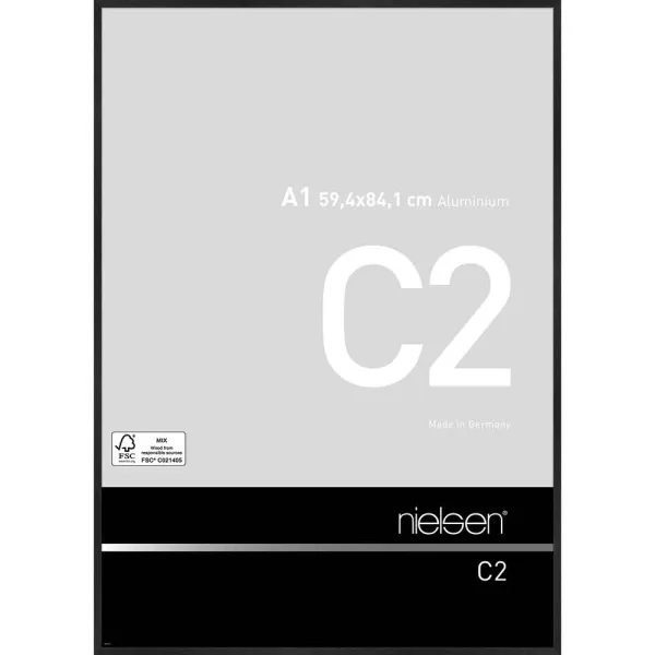Alurahmen C2 - Art Edition 59,4x84,1 cm (A1) | Struktur Schwarz matt | Normalglas (2 mm)